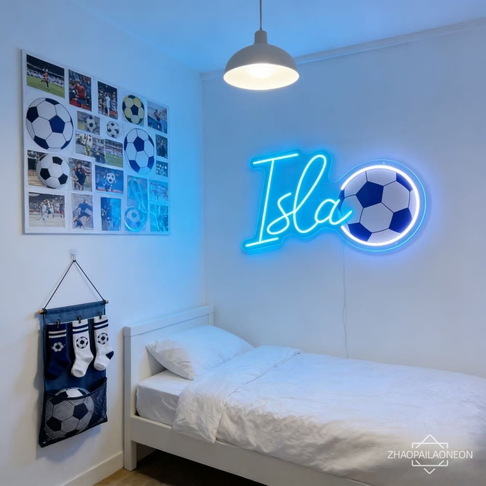 Commercial Wall Printing - 맞춤형 네온사인 이름 LED 조명 축구