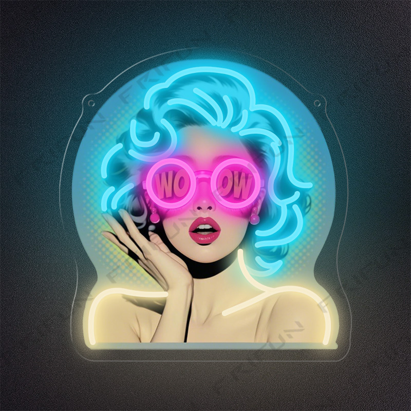 Commercial Wall Printing - 와우 컬 걸 네온사인 UV 프린팅