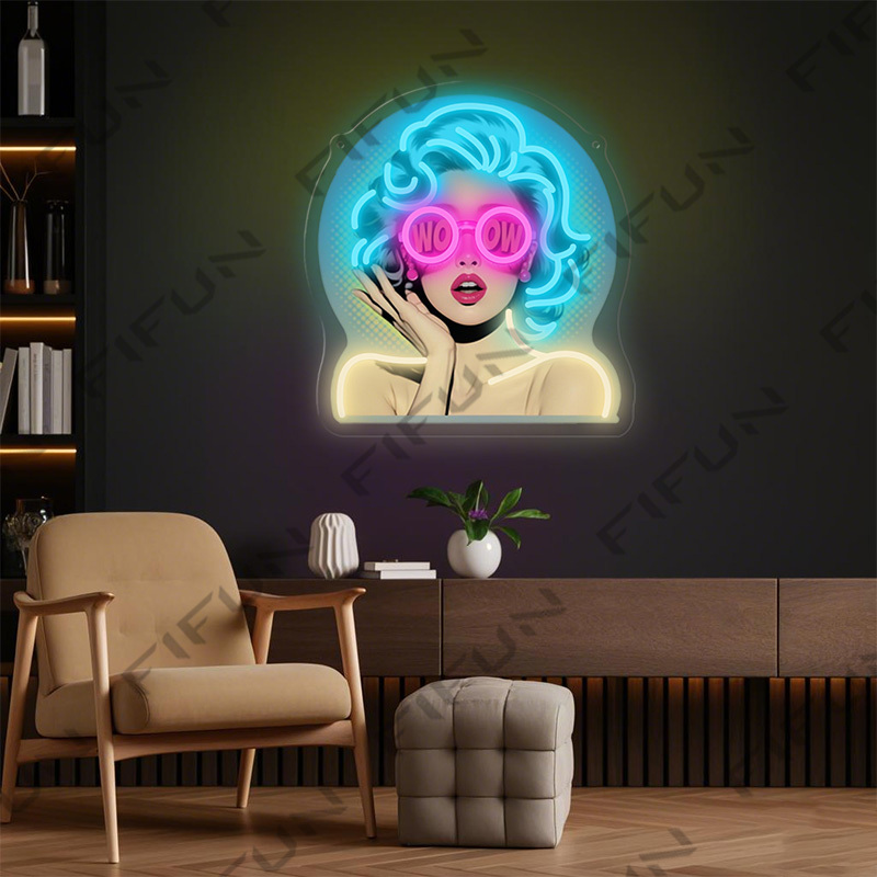 와우 컬 걸 네온사인 UV 프린팅 벽 장식, USB 전 - Commercial Wall Printing 리뷰 및 가격