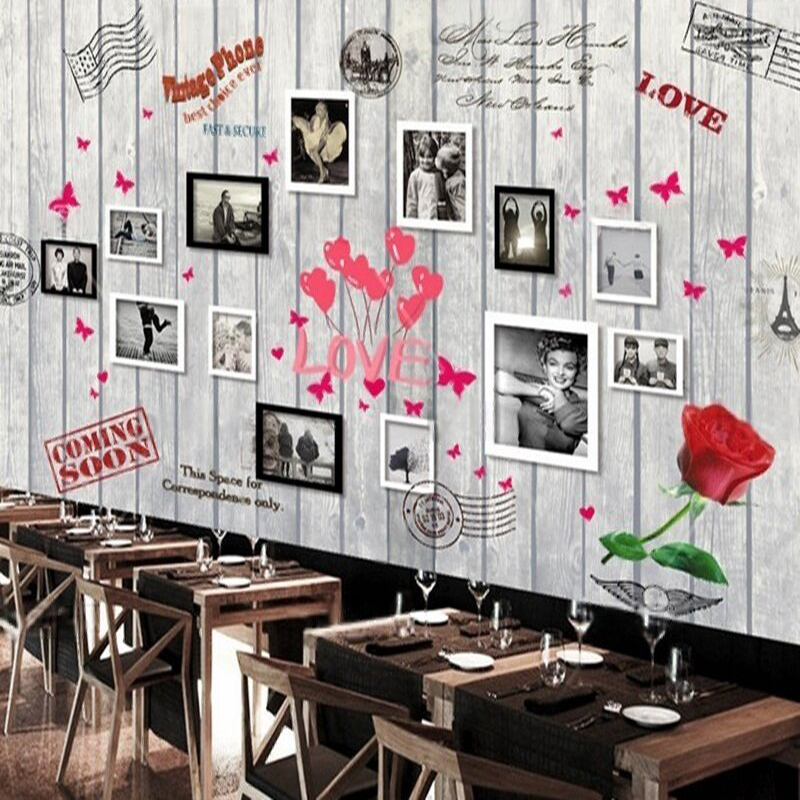 유럽 및 미국풍 나무결 하트 모양 사진 고급스러운 가정 - Commercial Wall Printing 리뷰 및 가격